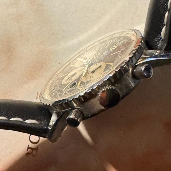 Vintage SS Breitling Navitimer 1960 Men's Black Chronograph Watch - Picture 4 of 6